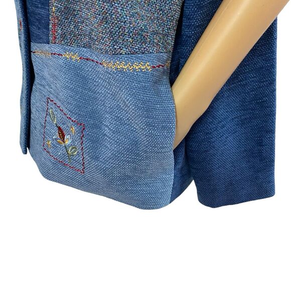 Alfred Dunner Blazer Womens Sz 8 Cottagecore Granny Patchwork Blue Jacket Art - Picture 12 of 14